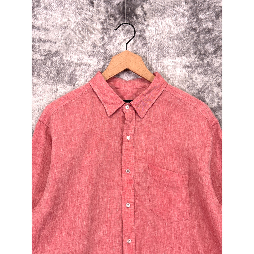 Proper Cloth 100% Linen Dress Shirt 16.5 / 37 Mens Washed Red